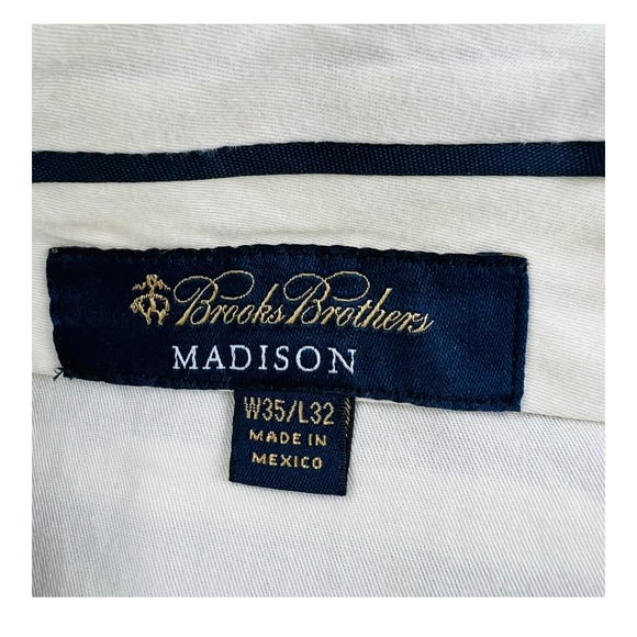 Brooks Brothers Madison Blue Check Reda Wool Flat Front Dress Pants Size 35X30 - Picture 3 of 5